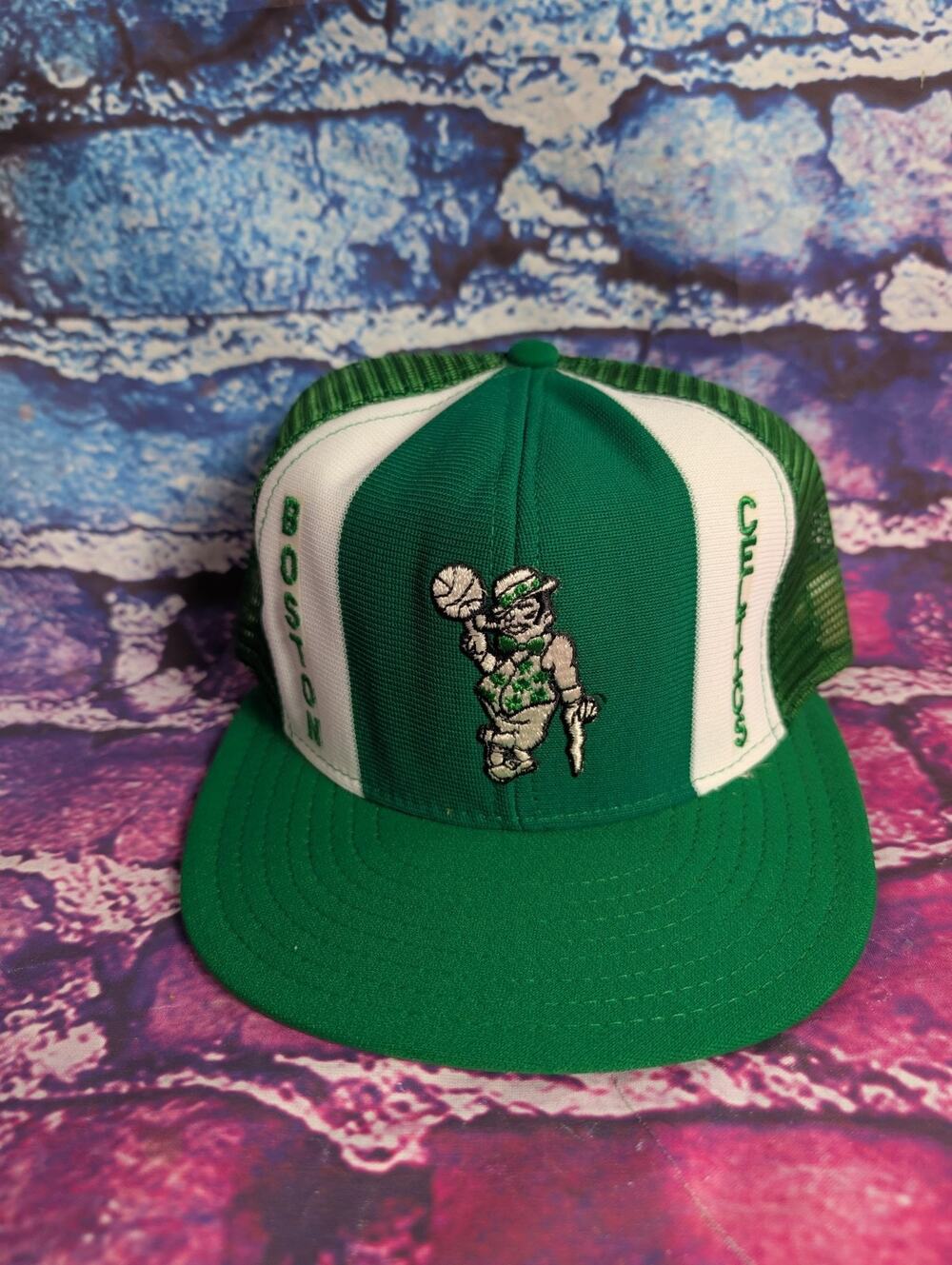 Vintage Boston Celtics Basketball Snapback Hat Ajd Lucky Stripes